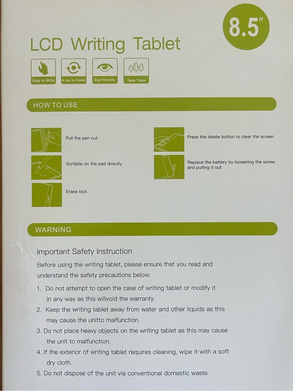 LCD Writing Tablet 8.5